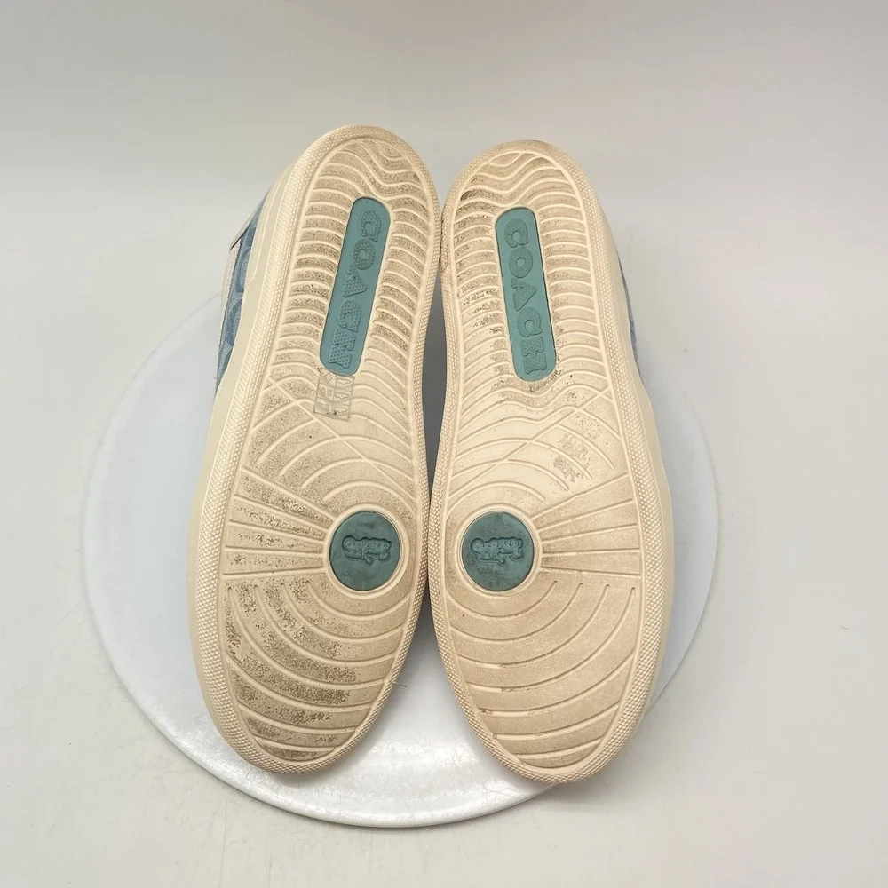 Coach Sneakers Womens 7.5 B CA448 Signature Canvas Slip-On Blue White Shoes